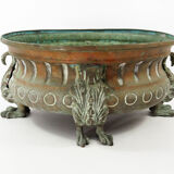Repelled copper planter with acanthus and cast bronze legs, 1900s