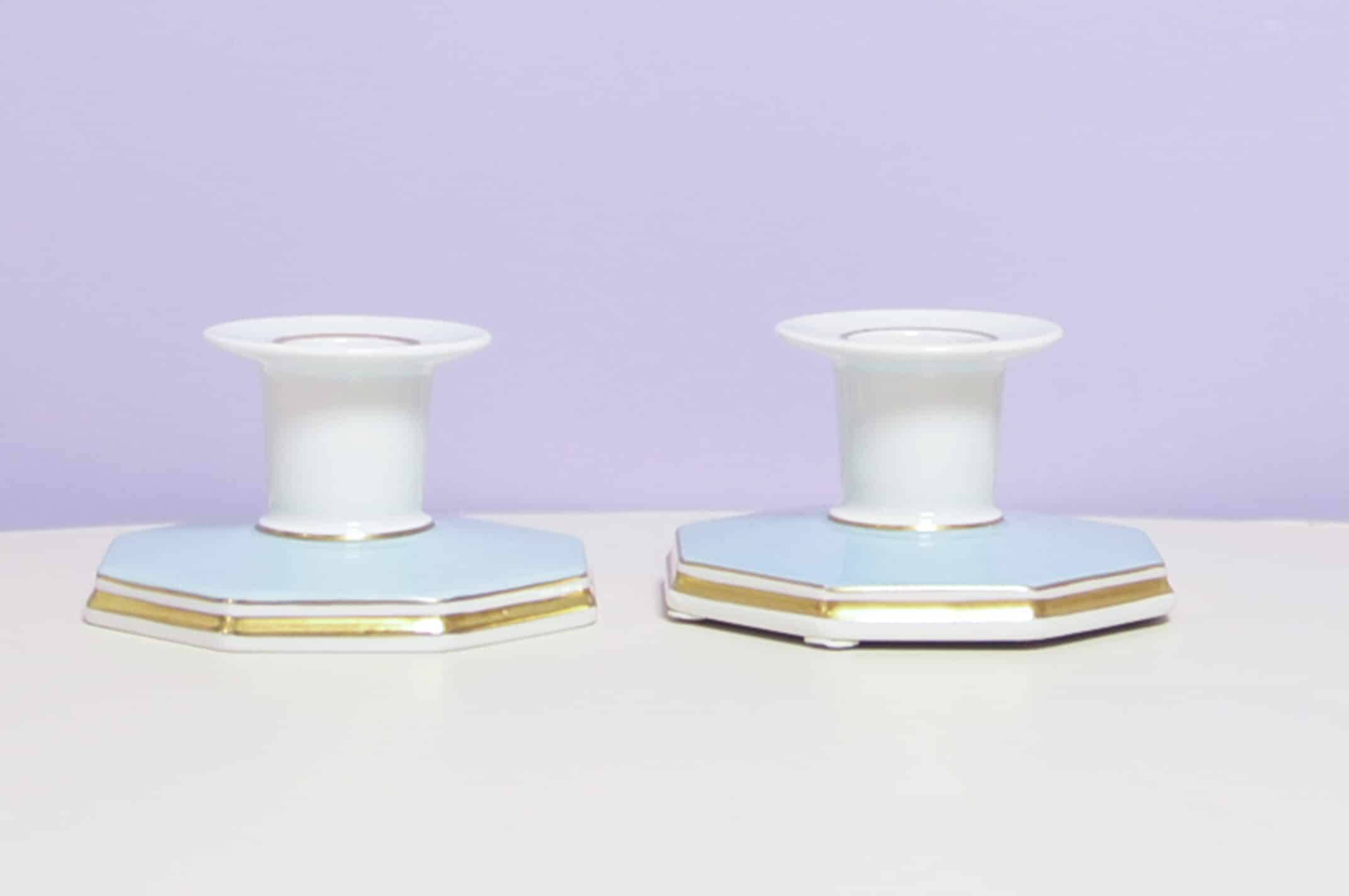Set of 2 Hexagonal Candle Holders Royal Copenhagen