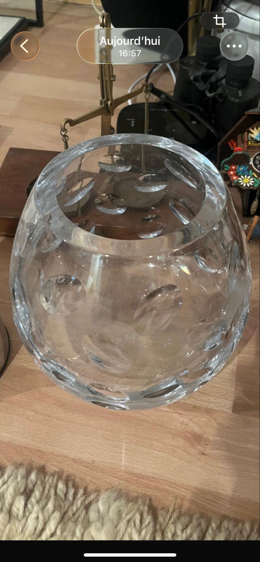 Cluny crystal round vase Christofle
