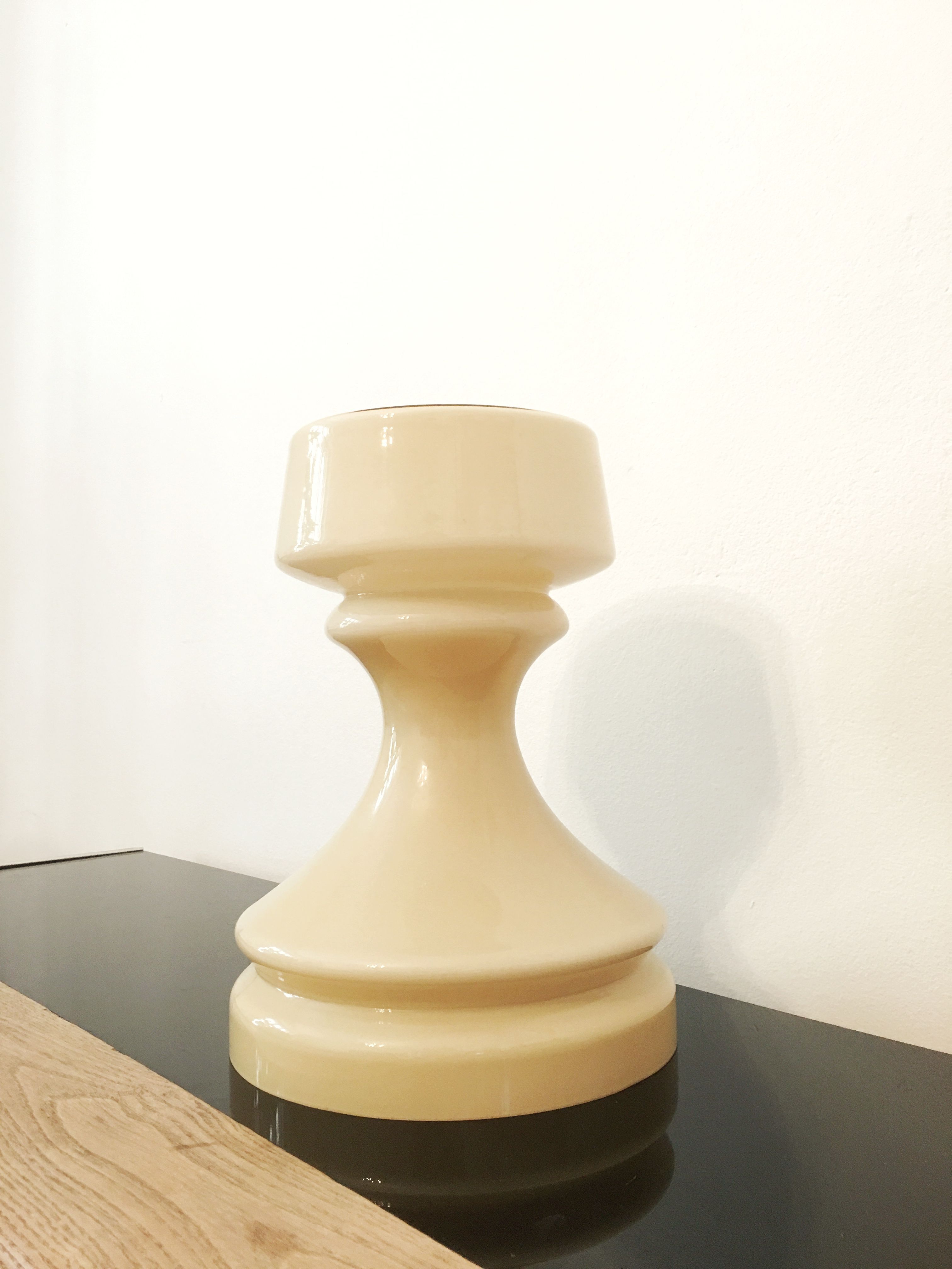 Beige chess glass table lamp by Ivan Jakes, 1960s