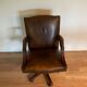 vintage norvégien Chaise de bureau pivotante en cuir Ring Mekanikk