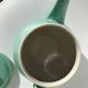Art deco blue green stoneware teapot