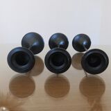 Series of 3 Scandinavian candle holders in black lacquered metal 60s 70s