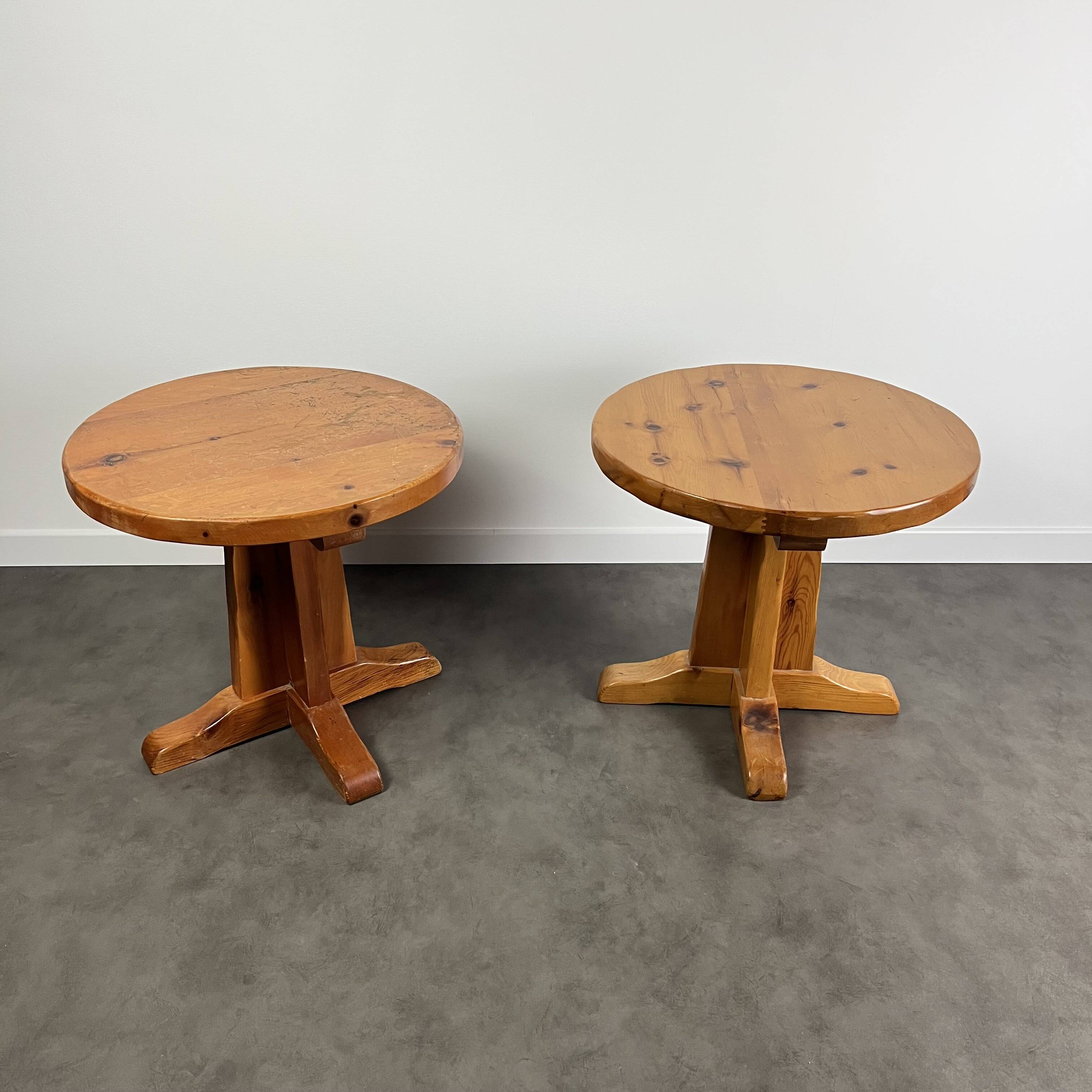 Pair of antique round coffee tables