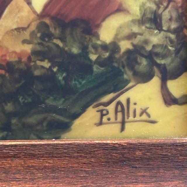 Painting on / under glass depicting Rocamadour