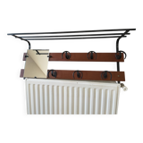 vintage teak coat rack with 6 hooks