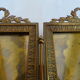 Double cadre photo diptyque bronze doré et laiton style Louis XVI - XIXème