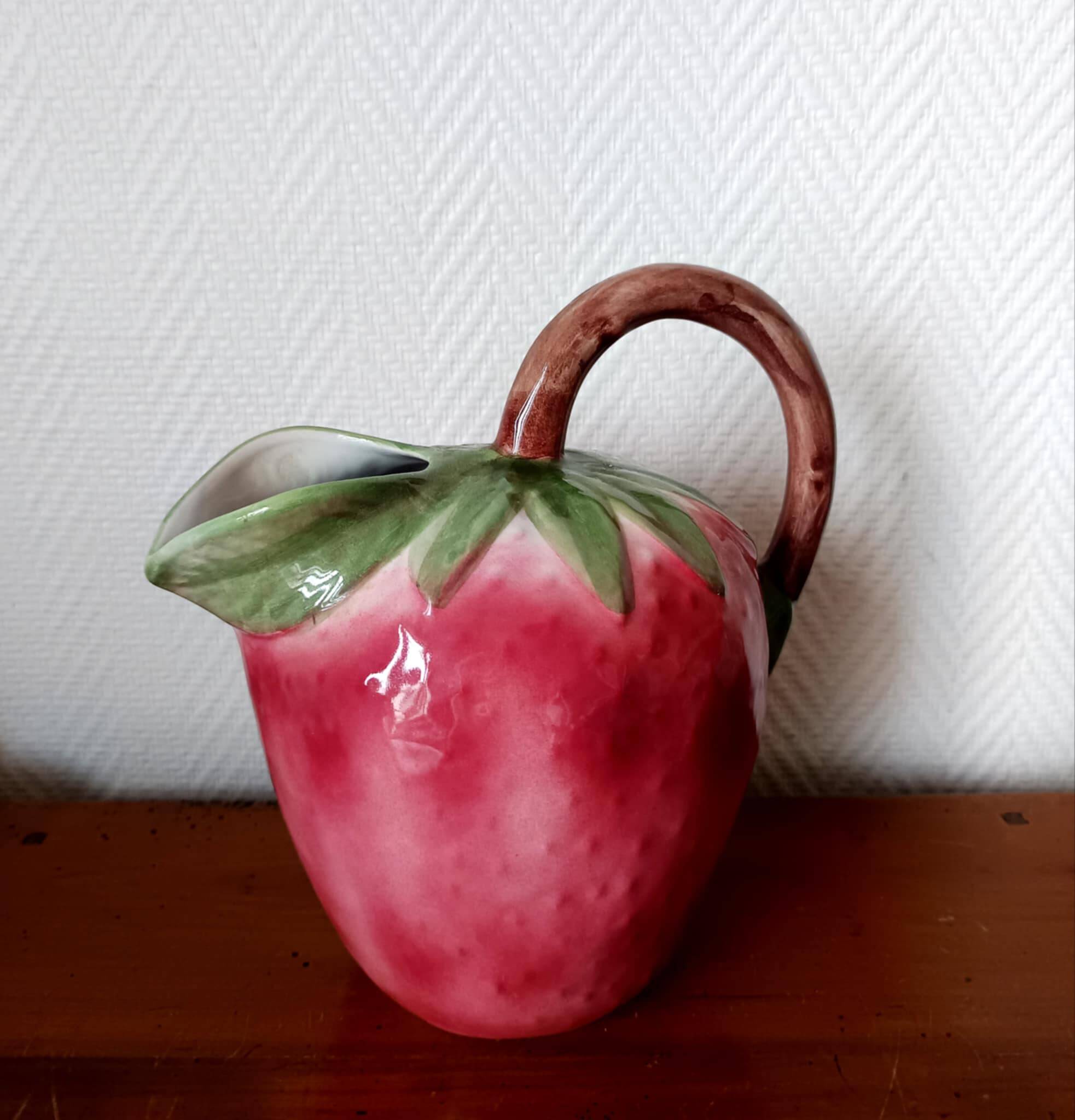 Vintage strawberry slipware pitcher