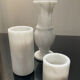 Trio de bougeoirs vintage en marbre blanc