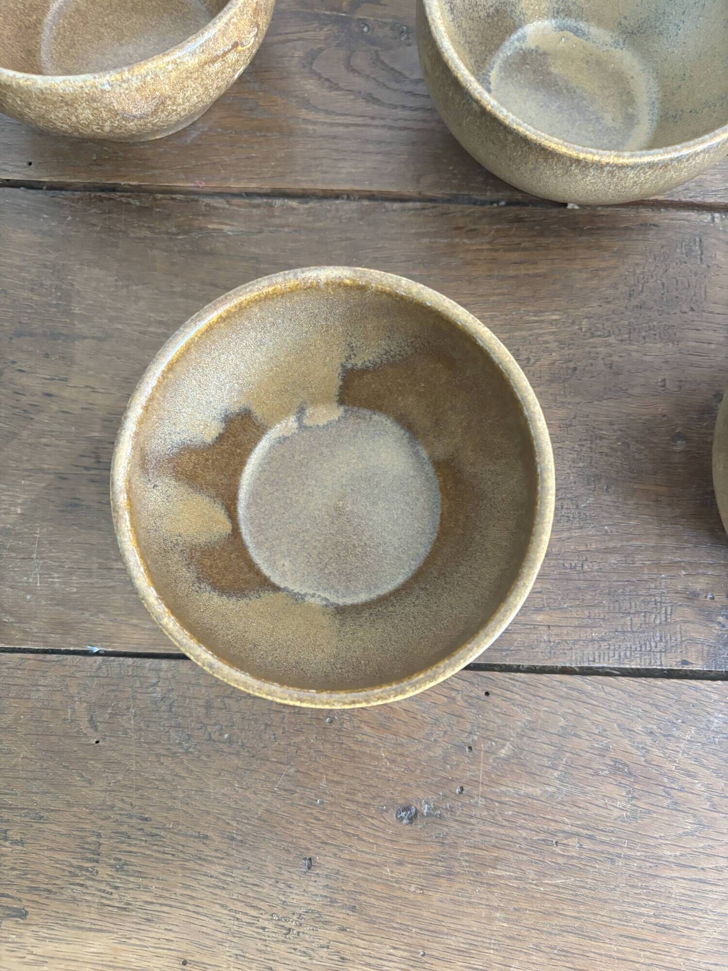 Set of 7 brown stoneware bowls from Digoin.