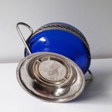 Navy blue bowl with pewter base (A1)