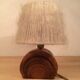 Brutalist lamp olive wood and wool lampshade