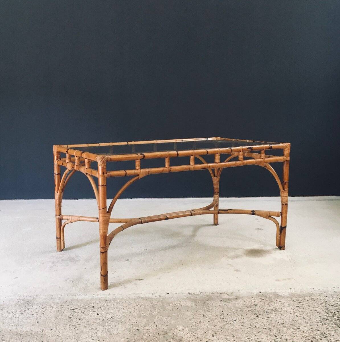 Mid-Century Chippendale Bamboo Dining Table, Italy, 1960s