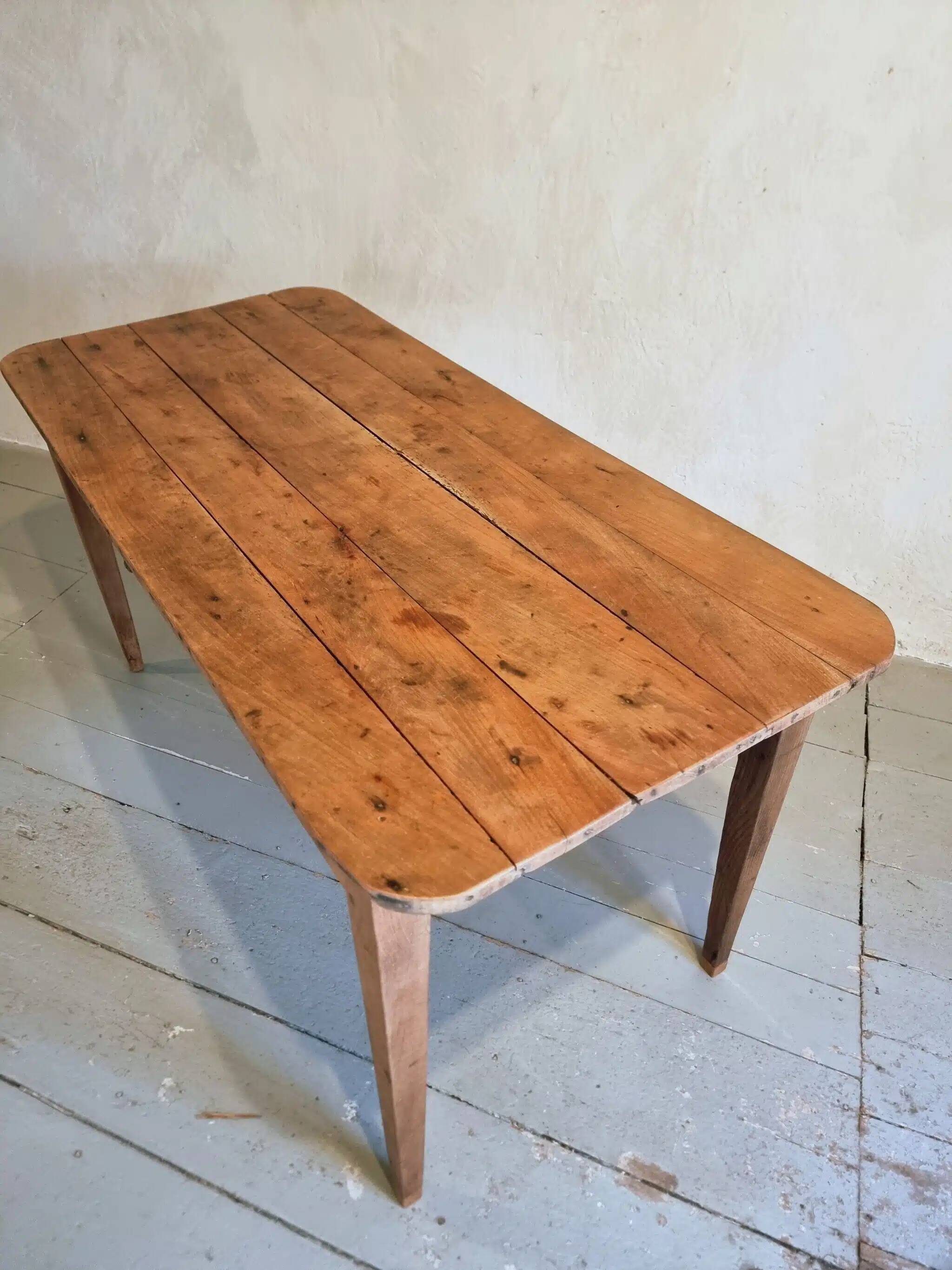 Antique French cherry wood dining table, early 20th century