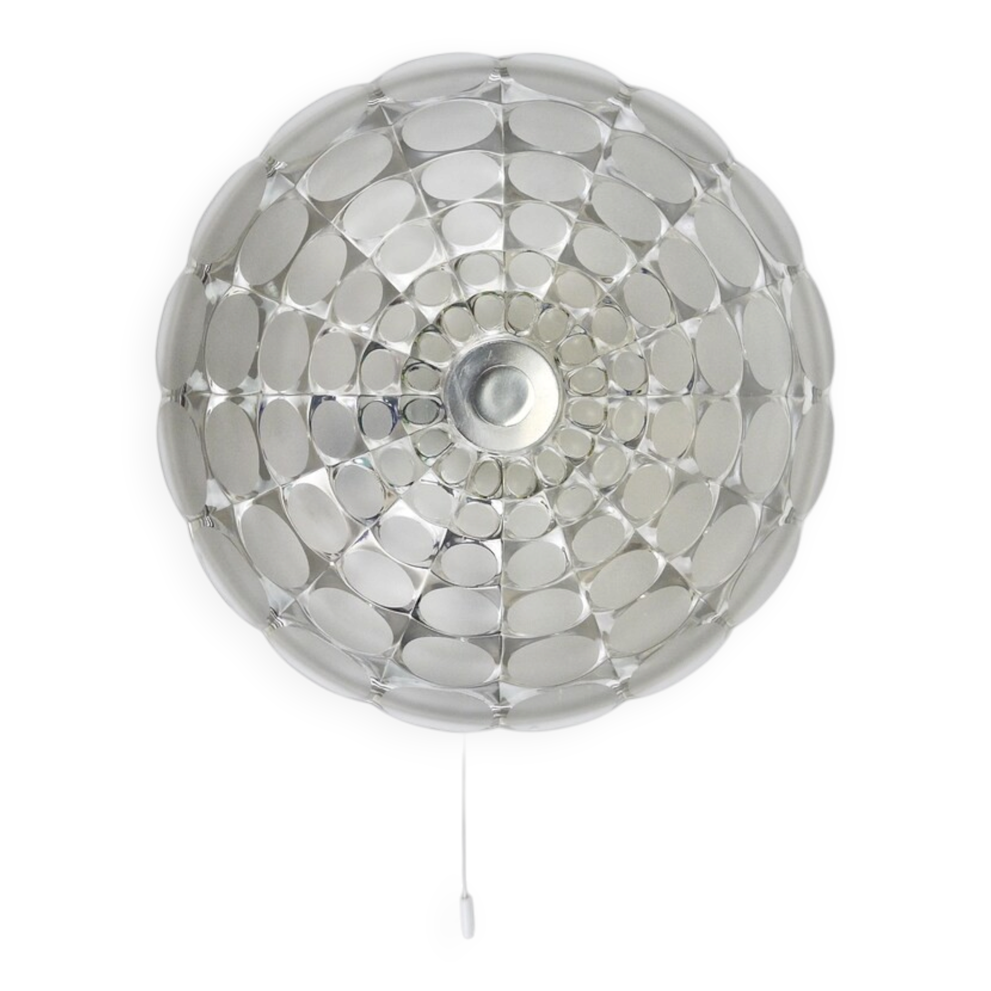 Peill & Putzer Large Round Op Art Glass Sconce, Wall Lamp, Flush Mount, Germany, 1970s