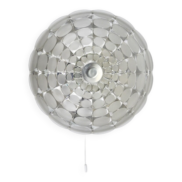 Peill & Putzer Large Round Op Art Glass Sconce, Wall Lamp, Flush Mount, Germany, 1970s