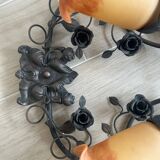 Wall light signed Tief with 4 tulips in orange glass paste