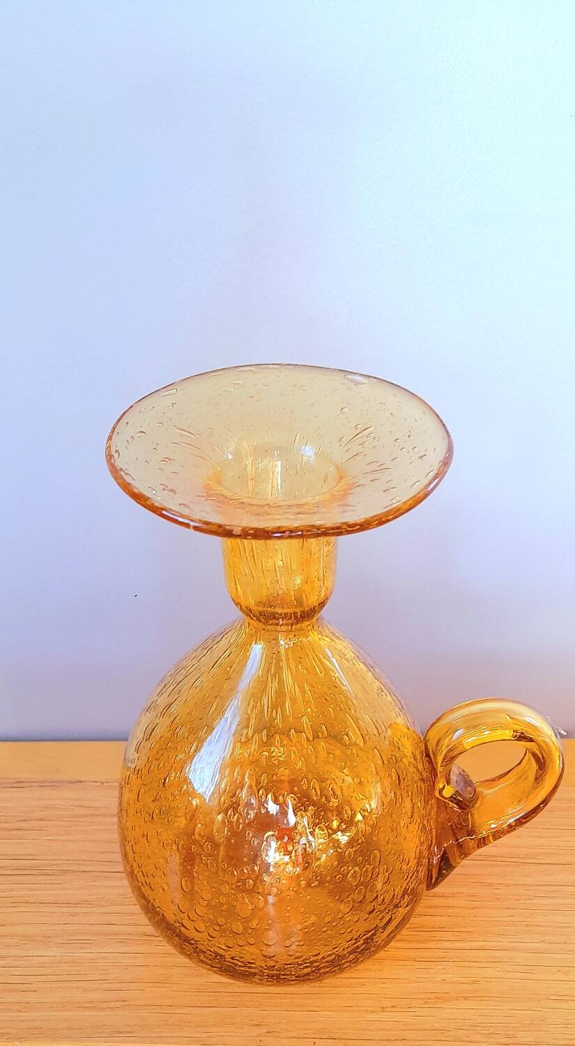 Riom bubble blown glass candle holder, 1960