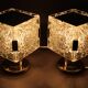 1970s Pair of Brass/Glass Table Lamps by Kamenicky Senov, Czechoslovakia