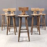 Vintage brutalist bar stools, set of 6 - 1960s