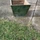 Large vintage 1940s forest green pine box, rustic utilitarian style.
