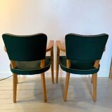 Pair of Art Deco green bridge armchairs