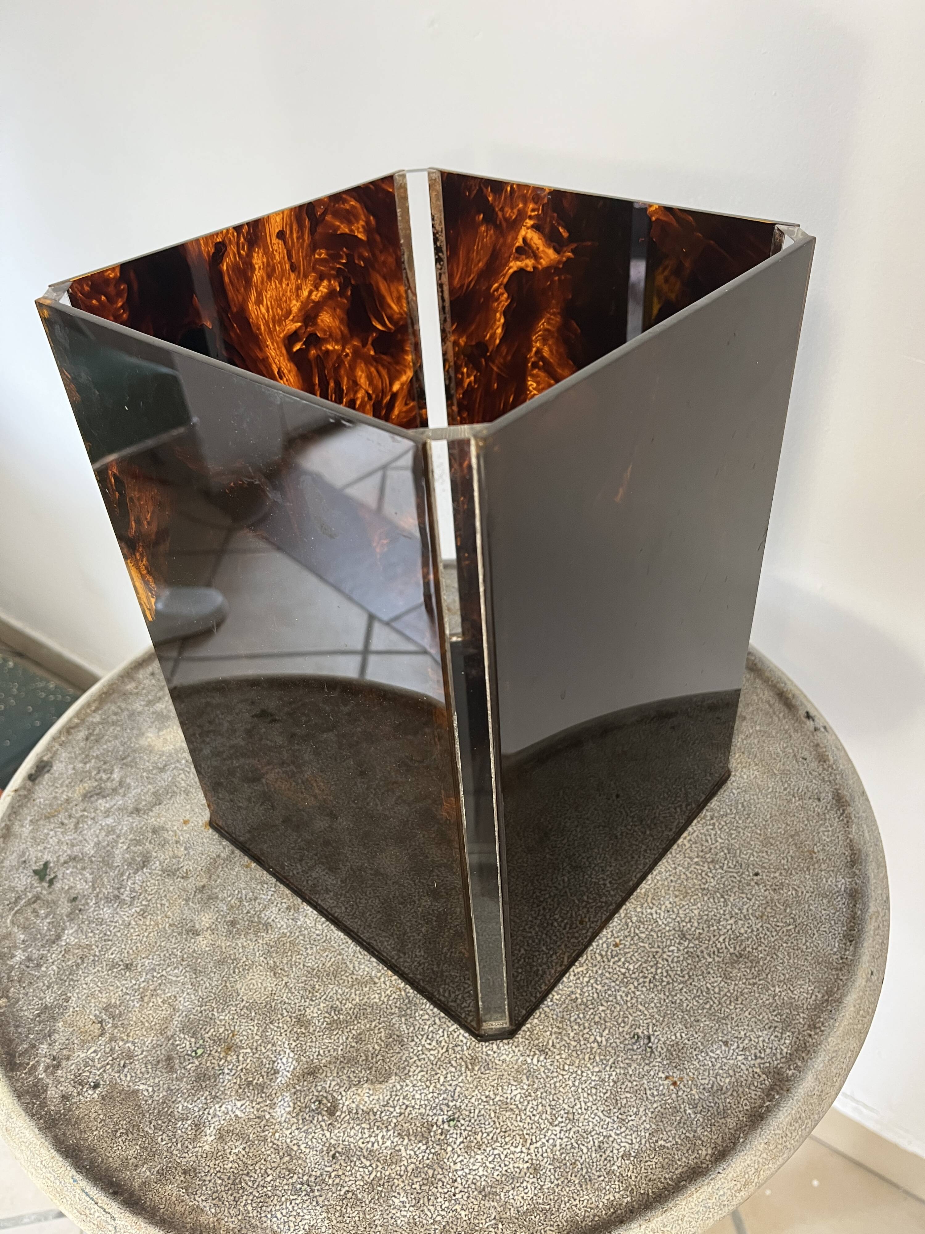 1970s design plexiglass wastepaper basket