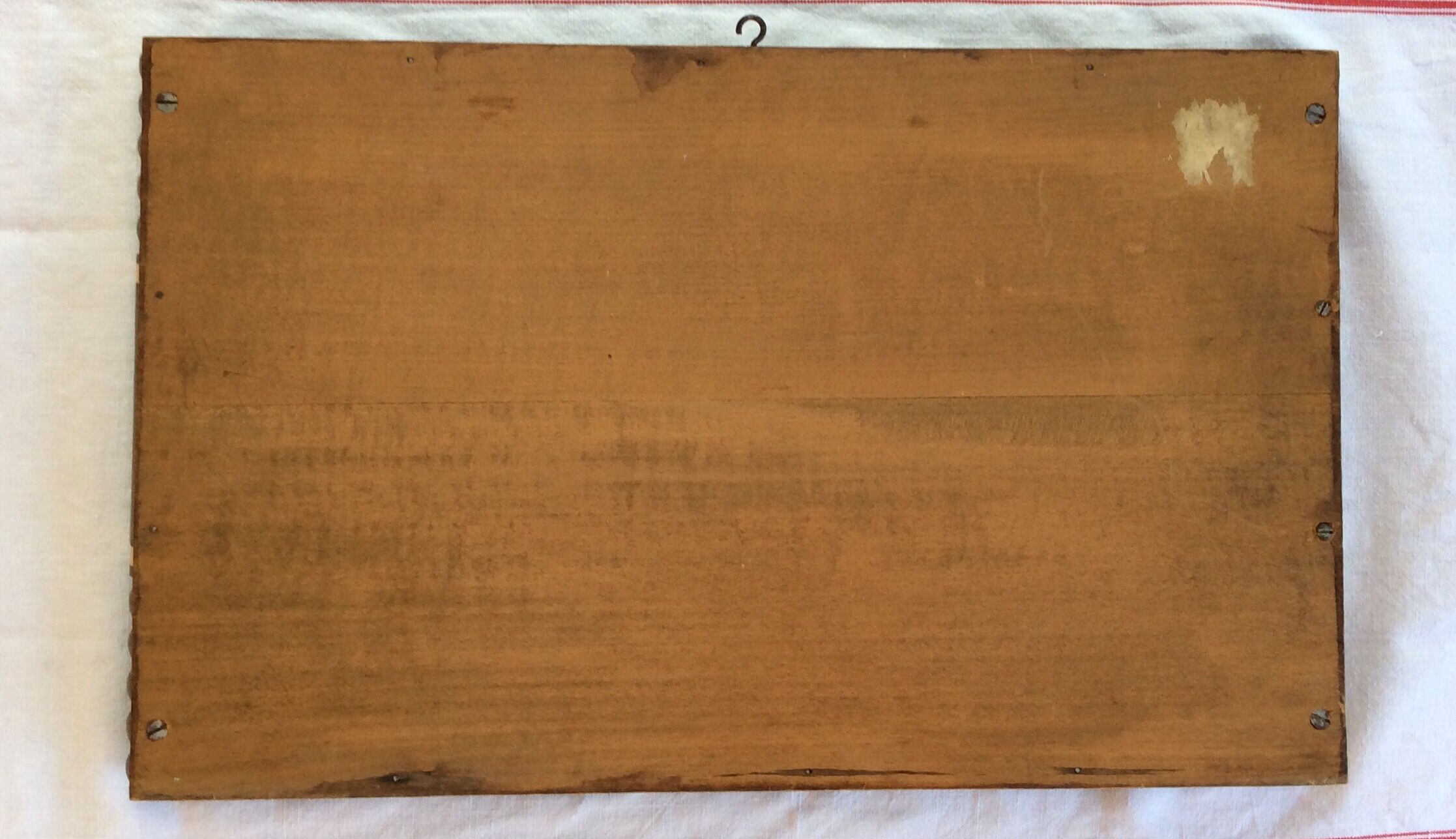 Old carved solid wood top, with glass plate - 50s