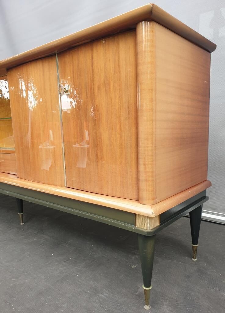 Enfilade laque noire et teck Ameublement NF 1960