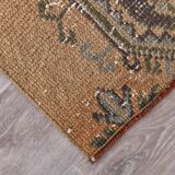 3x9 Mustard Light Blue Turkish Runner Rug 79x280Cm