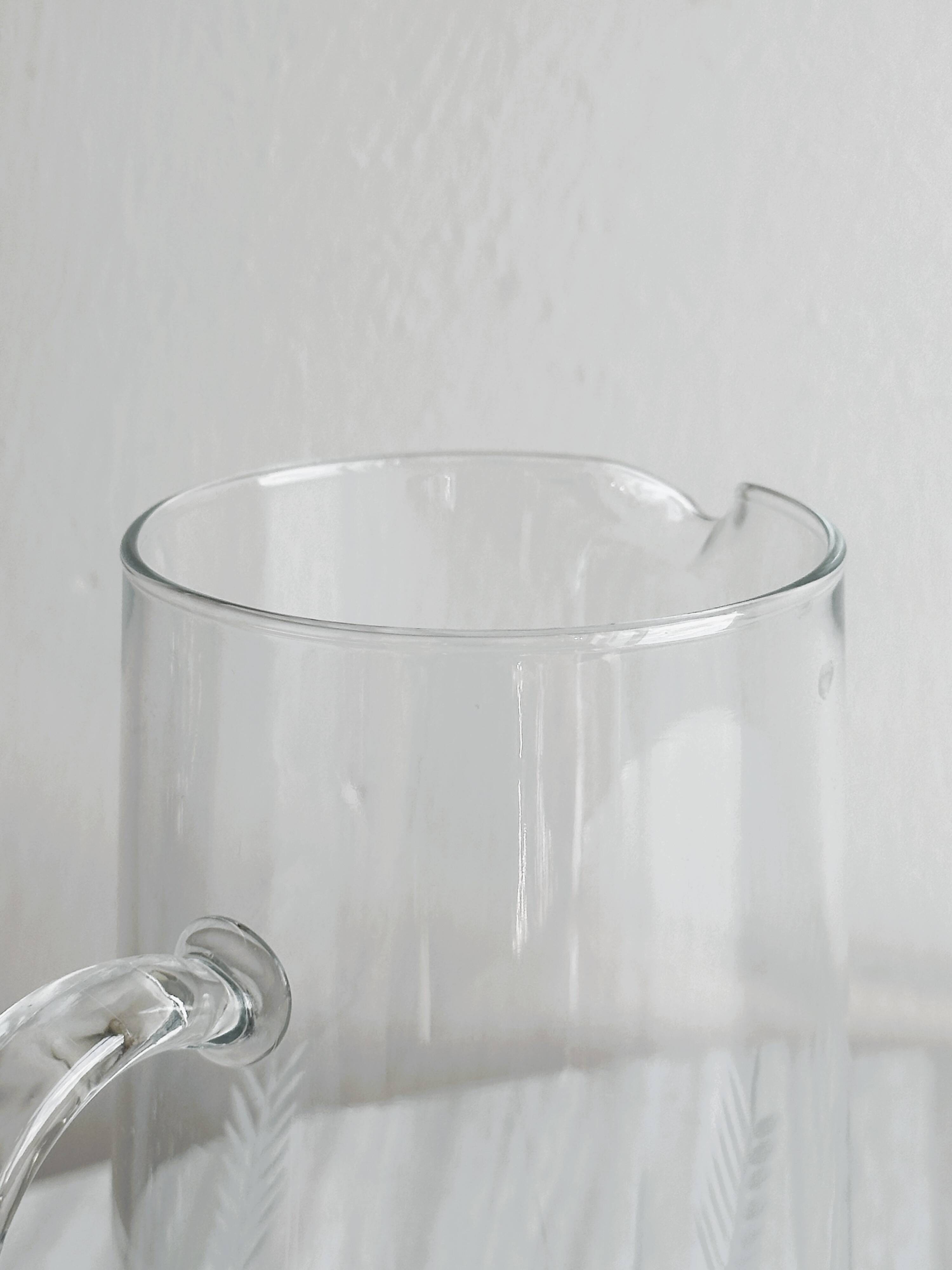 Engraved glass pitcher, wheat ears decoration