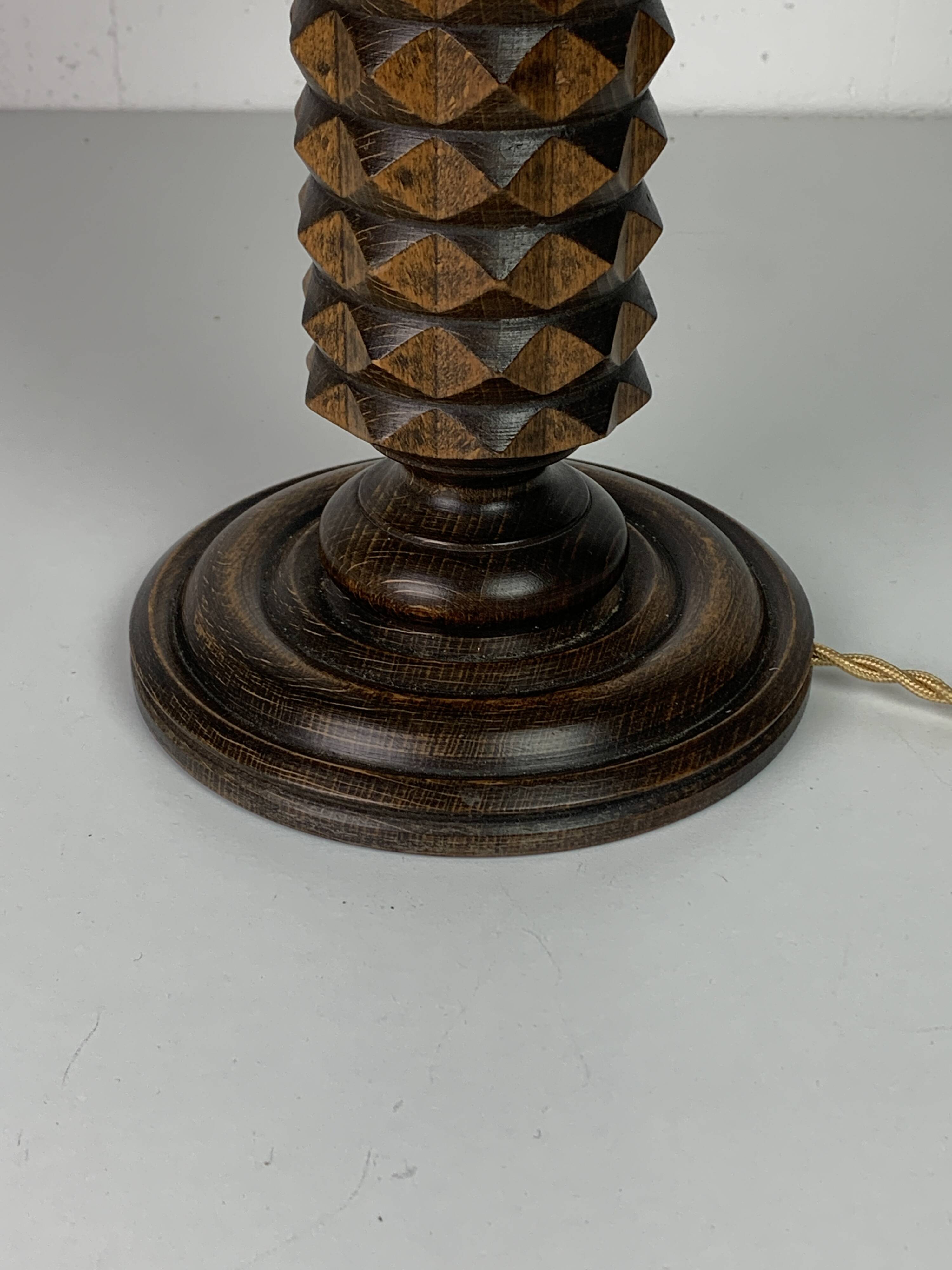 Wood Turned Mushroom Cocoon Table Lamp in the style of Charles Dudouyt