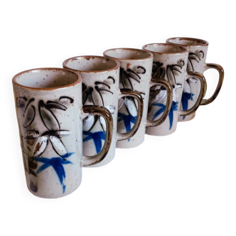 Large vintage artisanal stoneware mugs