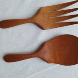 Vintage exotic wood salad servers