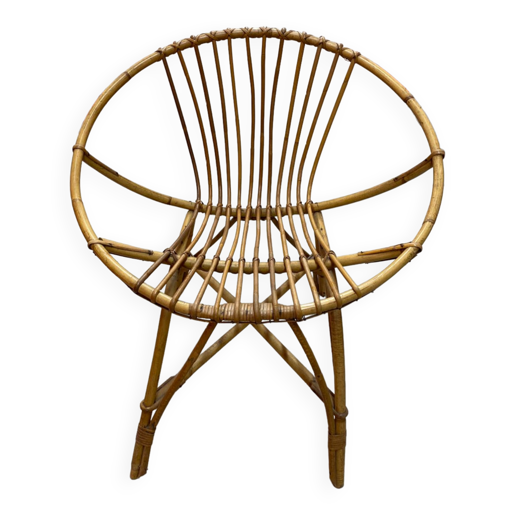 Rattan shell armchair