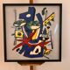 Impression sérigraphique encadrée sur soie, après Fernand Léger, composition moderne du milieu du siècle