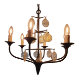 Scandinavian chandelier in lacquered metal and glass by Erik Höglund and Boda Glasburk, for Holm Soresen