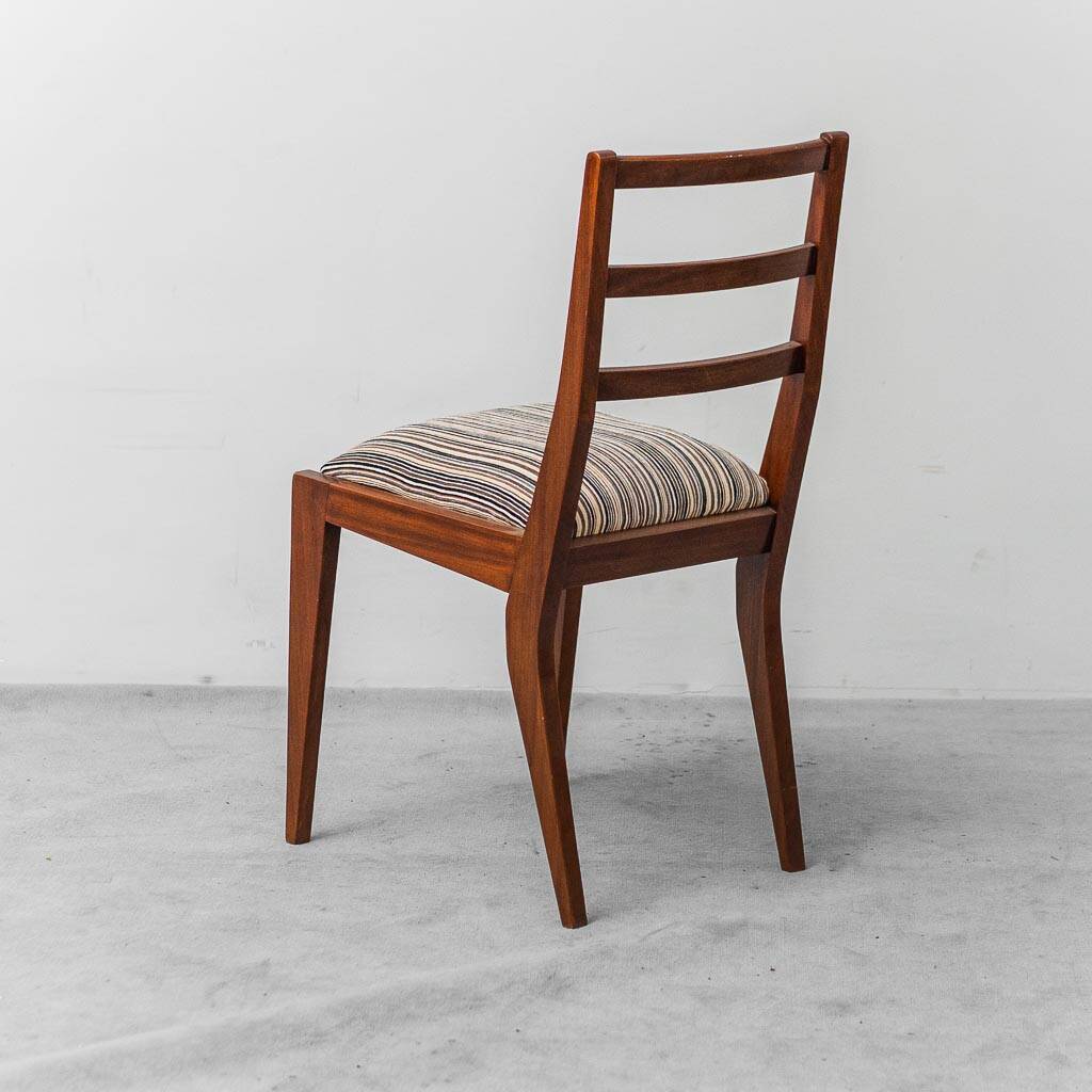 Pair of mahogany chairs with corduroy velvet, 1950s vintage modernism