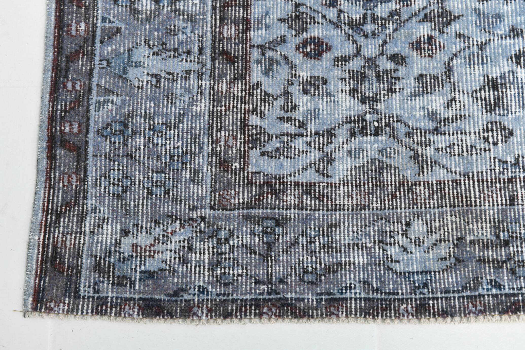 Turkish Rug All-Over Floral Pattern Light Blue Vintage Rug, 157x255Cm