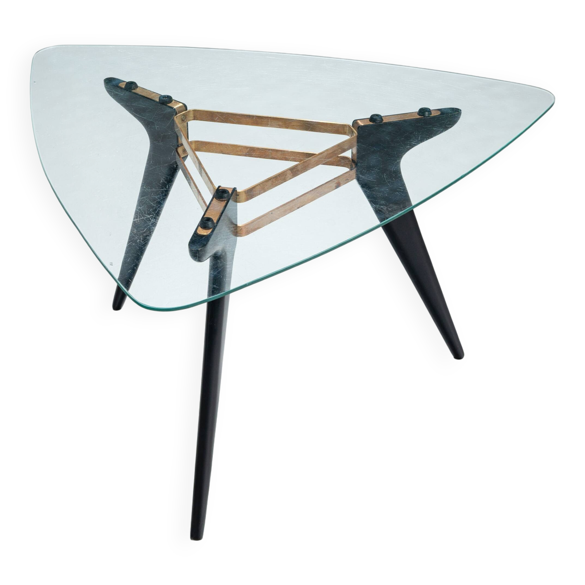 Triangular coffee table in the manner of Alfred Hendrickx