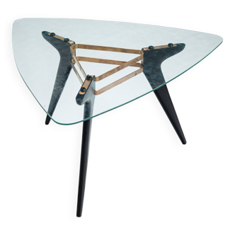 Triangular coffee table in the manner of Alfred Hendrickx