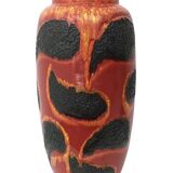 Handmade Orange, Red and Black Glazed Ceramic Vase, Germany