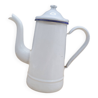 White enameled coffee pot