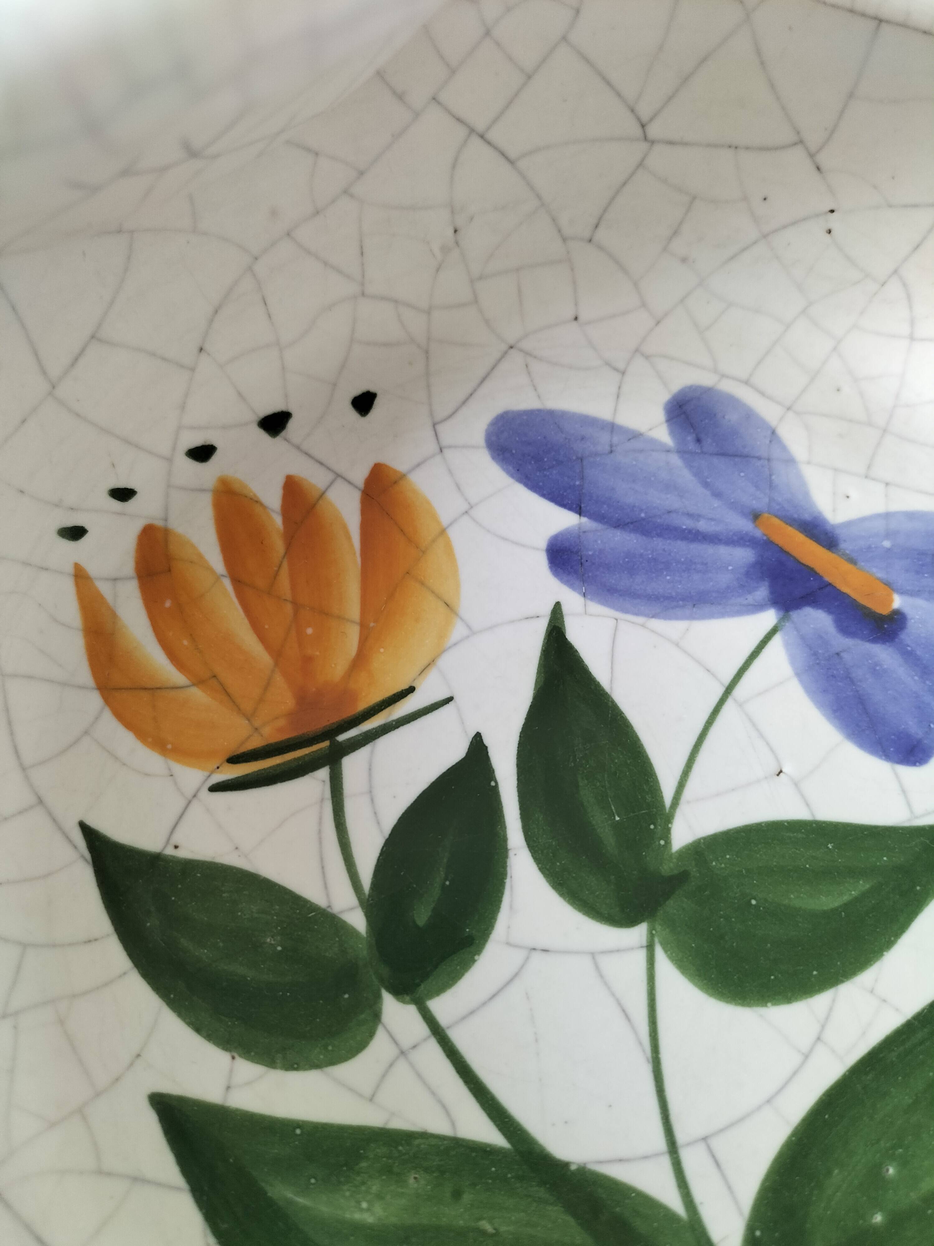 6 deep plates Poteries du Marais hand-painted floral decoration from the 60s and 70s
