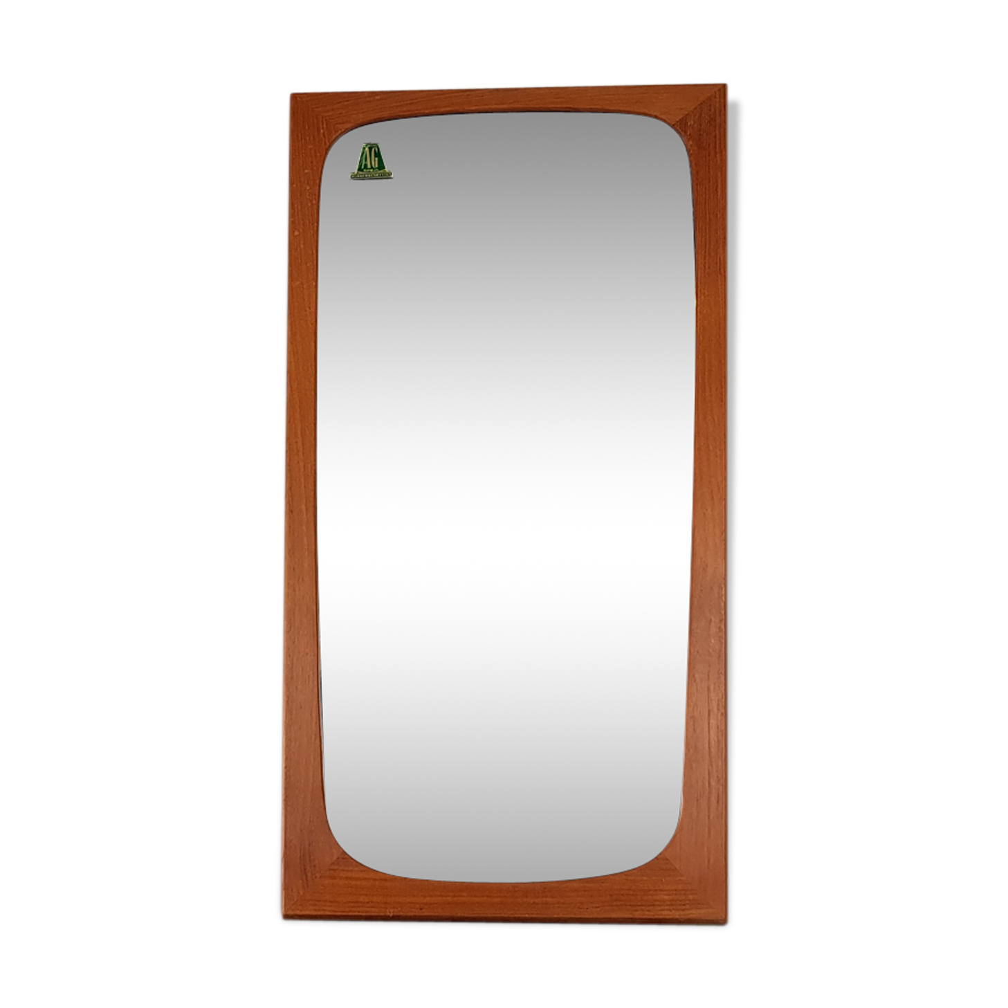Asymmetrical mirror in Scandinavian teak 70x139cm