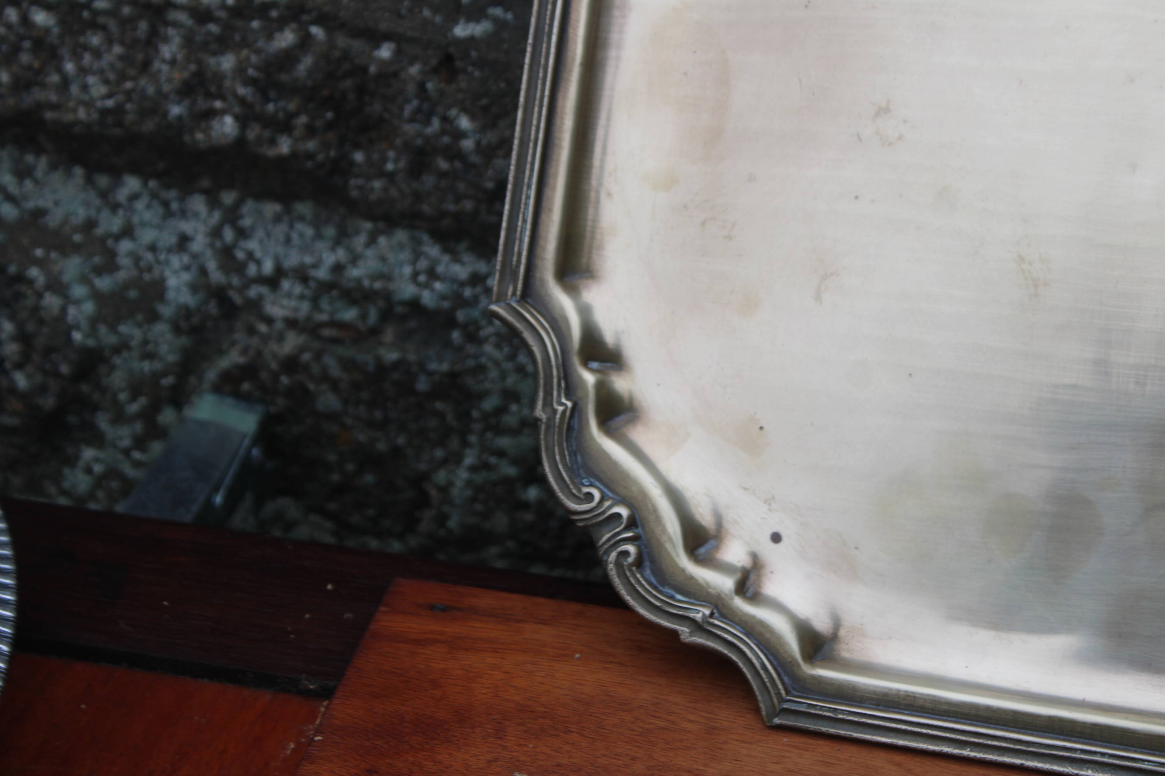 Antique yellow copper tray – 36 cm – Made in India