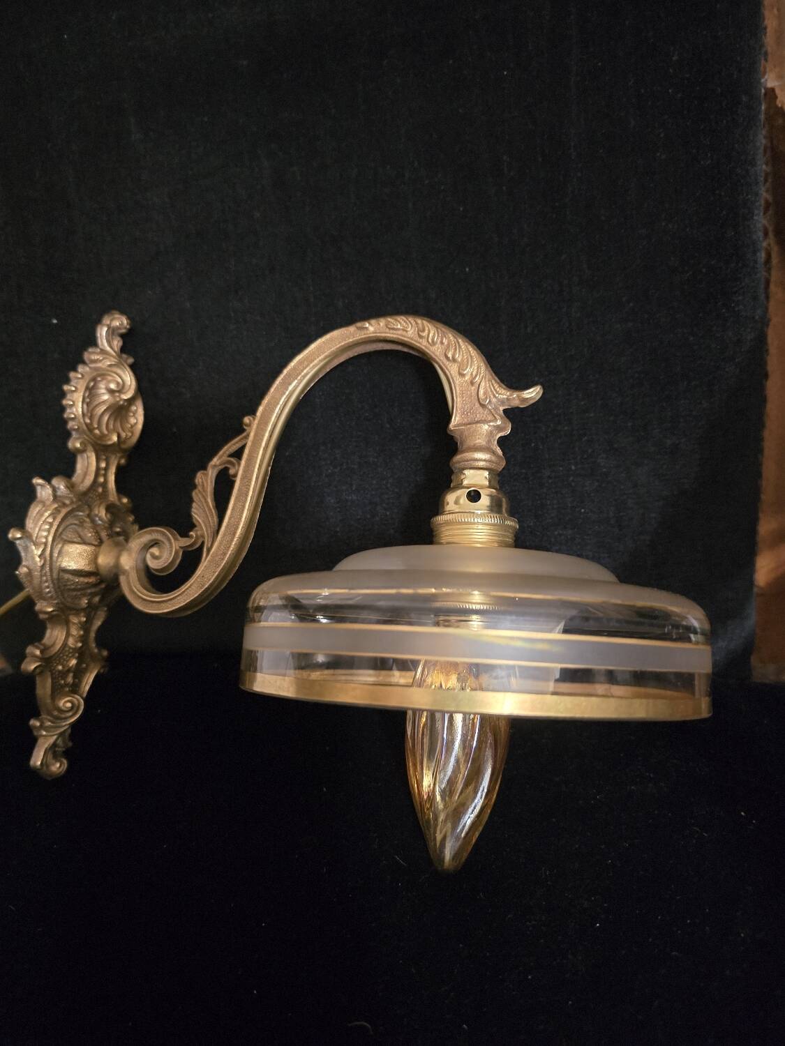 Brass wall sconces and Czechoslovak Art Deco globes
