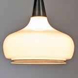 Water drop pendant light Space age in white opaline, France circa 1970.