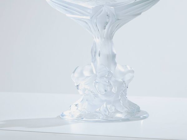 Grande coupe Lalique Plumeria en cristal vers 1980