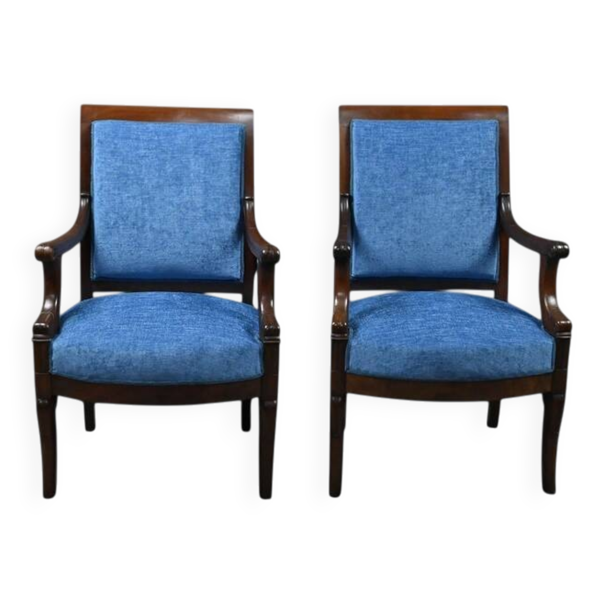 Pair of mahogany armchairs, Restoration period – early 19th century